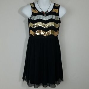 Sundress striped sequin tulle skirt lined mini